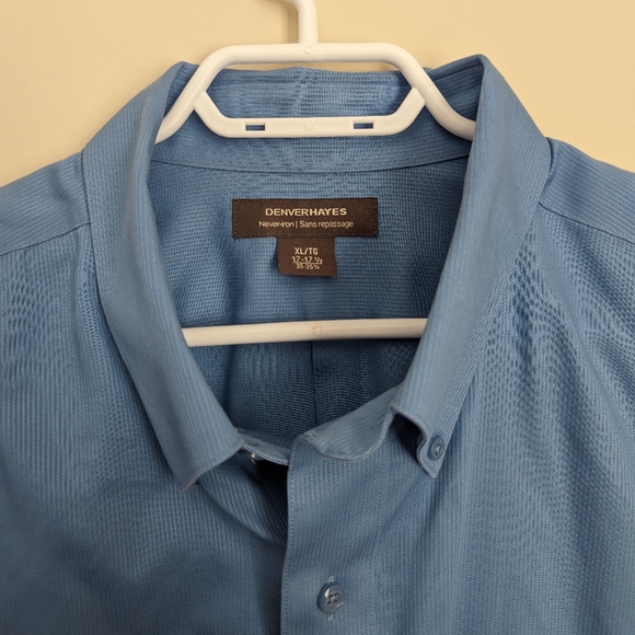 Denver Hayes Never-Iron Light Blue Men's Button Up - Picture 2 of 6